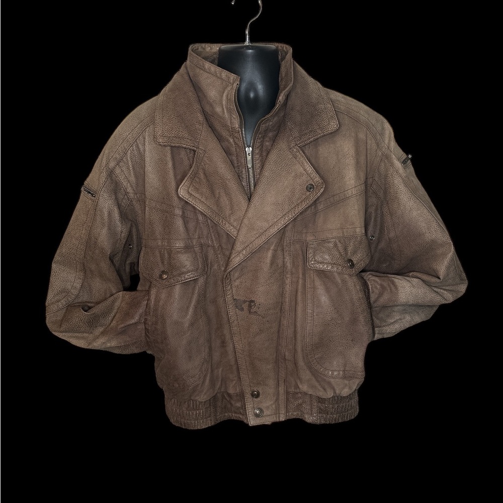 Wilsons Adventure Bound Leather Bomber Jacket Mens L Brown Thinsulate Zip Liner - Picture 1 of 6